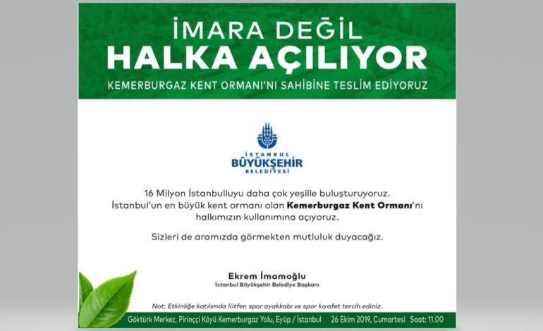 İBB’den Cumhuriyet Bayramı Hediyesi Kemerburgaz Kent Ormanı