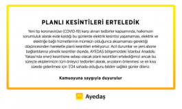 AYEDAŞ İstanbul Anadolu Yakasında planlı kesintilerini erteledi