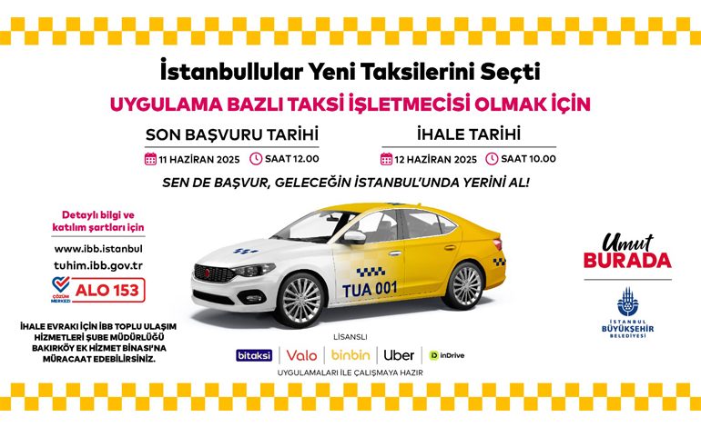 150 YENİ TAKSİ PLAKASI İÇİN İHALEYE ÇIKILACAK